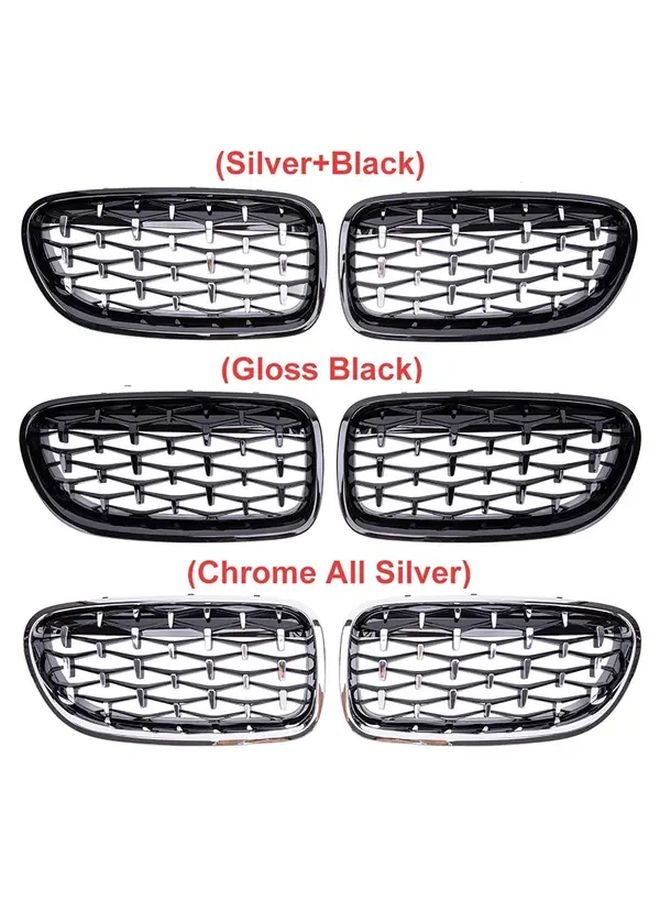 BMW 5 Series Front Kidney Grille Diamond Mesh Inserts In Silvery And Black - Image 2